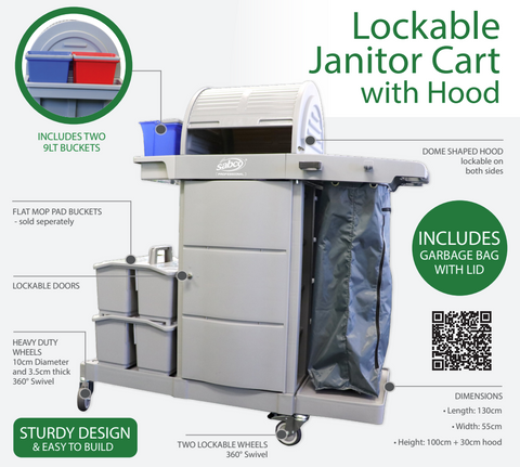 Janitor Cart with Lockable Hood