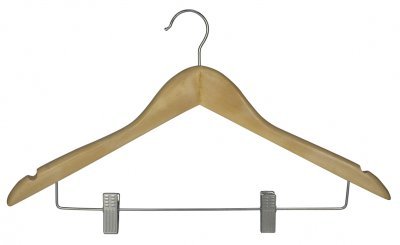 Wooden Clothes Hanger - Hook with Clips