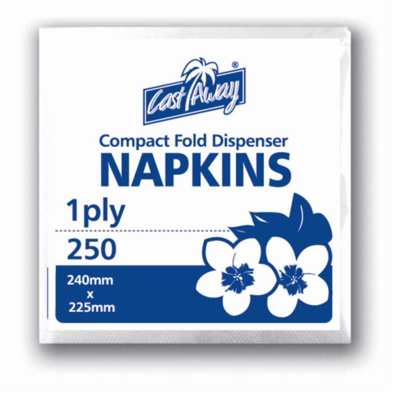 Napkins 1 Ply White Compact Fold Dispenser x 5000