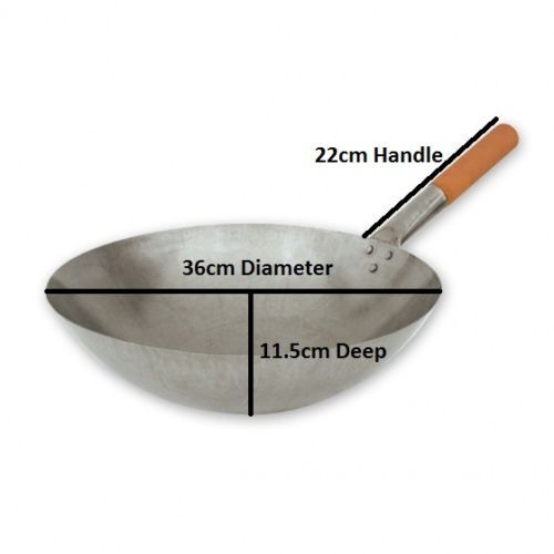 Chinese Carbon Steel / Iron Wok 35cm